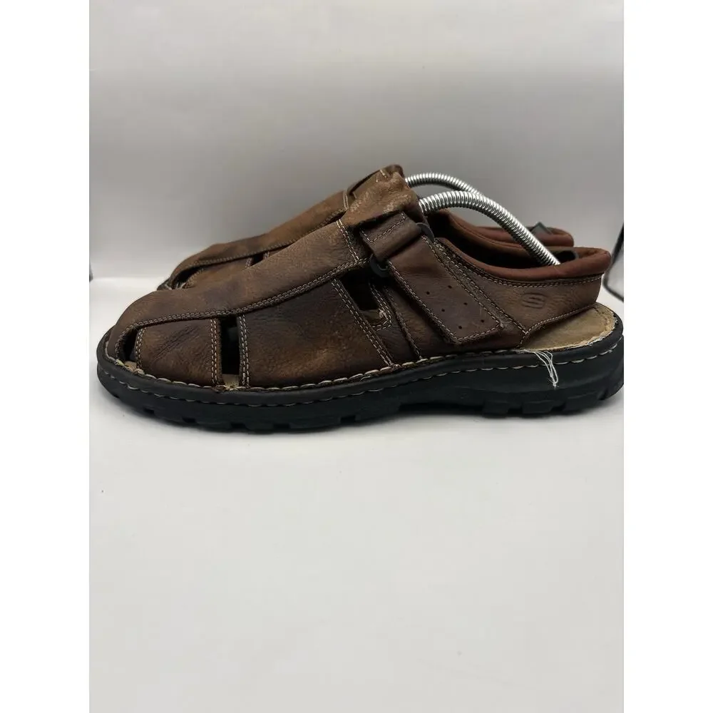 Skechers Brown Leather Fisherman Sandals Men Size 12